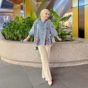 Acha Jeans Motif Bunga Atasan Wanita Boho Kekinian