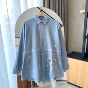Shelin Kemeja Wanita Bordir Blouse Lengan Panjang Atasan Korean Style