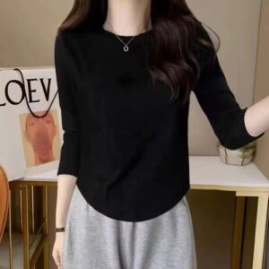 Natasya Kaos Wanita Polos Lengan Panjang | Baju Oblong Wanita Lengan Panjang | Bahan Spandek Distro Printing Premium | Lengan Panjang Oval Terbaru | Kaos Wanita Adem Lengan Panjang | Atasan | Baju Kasual | T-shirt Motif Polos