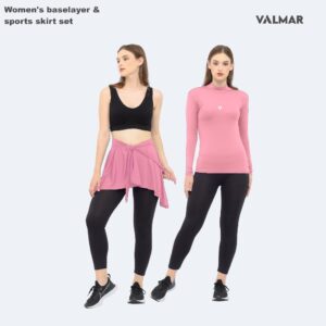 VALMAR SPORTWEAR – Set Baselayer Manset & Rok Wanita Olahraga – Pink Dharma