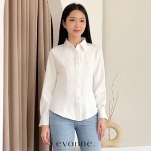 EVONNE Nara Kemeja Fitted Mewah Wanita Top Cotton Silk Shirt Blouse Atasan Wanita  Elegan Lembut Simple Oversize