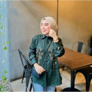 Monic Blouse Bordir Rayon Twill Polos Atasan Wanita Dewasa Panjang Embroidery