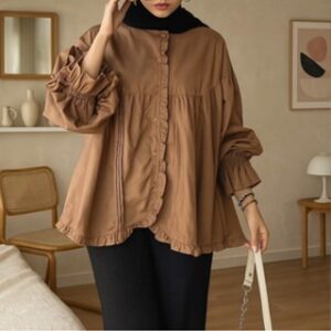 Vallina Outfit – Kalaya Blouse Atasan Wanita Oversize Jumbo Matt Polo Linen Premium Casual Daily