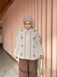 Mayoutfit Ainsley Shirt | Kemeja Wanita Basic Motif Bordir Embroidery