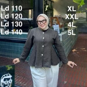 Clody Shirt Atasan Wanita Looks Casual Semiwoll Atasan Stripe Kemeja Kerja Wanita