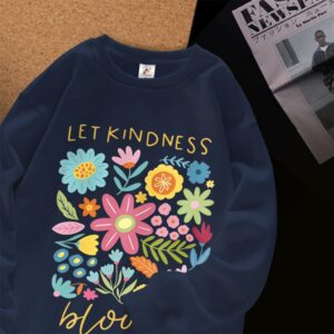 Korean Premium – Kaos Lengan Panjang Tangan Karet Motif Flower Bloom Baju Kaos Oversize Unisex Pria & Wanita Bahan 100% Cotton