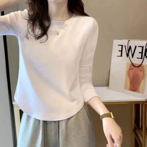 Kaos Wanita Polos Lengan Panjang Oval Terbaru – Kaos Wanita Adem Lengan Panjang
