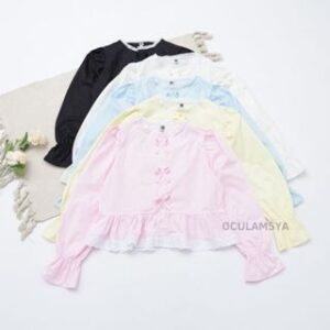 Oculamsya – Aluna Blouse – Atasan Blus Wanita Polos Lengan Panjang Kerah Renda Lucu Minimalis