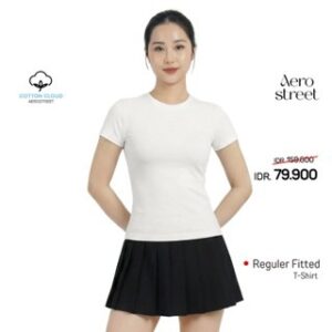 Aerostreet Fuji Kaos Wanita Perfect Fit Cotton Cloud Putih Fitted T-shirt Cewek Women Casual Cotton Premium Basic Minimalis Lembut Nyaman 1B300