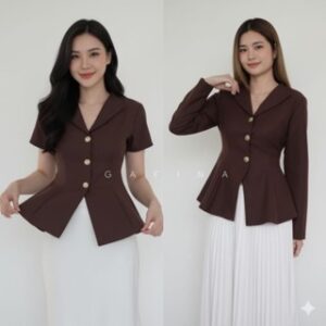 Karla Top / Atasan Wanita Semiwoll Premium / Blouse Korean Style Lengan Panjang Dan Pendek Terbaru