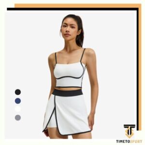 TIMETOSPORT Setelan Tenis Padel Bra Tanktop Rok Olahraga Wanita Sportwear for Pilates Yoga – 1250