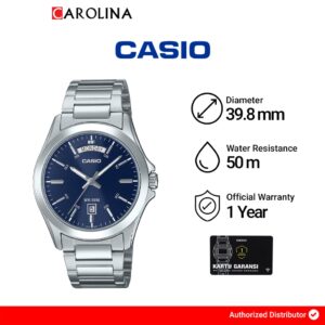 Jam Tangan Pria Casio General MTP-1370D-2A2 Blue Dial Stainless Steel Band