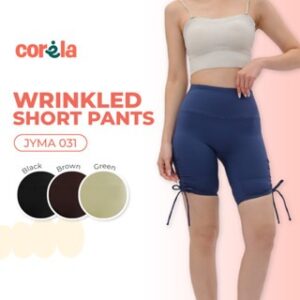 Corela Wrinkled Short Pants Legging Olahraga Celana Pendek Wanita Breathable Stretchy Sportwear JYMA031