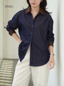 SIVALI Connie Shirt – Kemeja Oversized Wanita Lengan Panjang Atasan Kantor Casual Basic – 1993