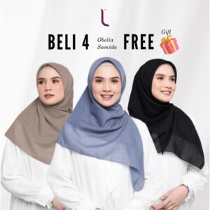 Elzatta Hijab Jilbab Segi Empat Scarf Polos Obelia Samida Special Bundling