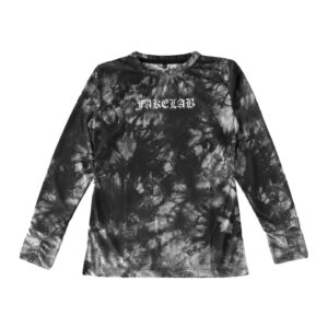 Fakelab Obscura Women Long Sleeve Black Tie Dye Jersey Running 100gsm /  Girl Dry Fit Century / Kaos Lari Wanita Lengan Panjang / Olah Raga / Sportwear