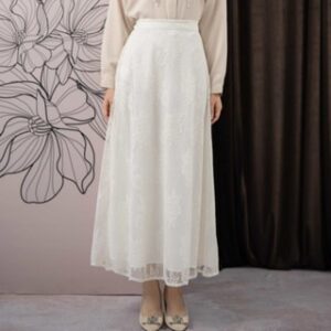 Mayoutfit Ascella Skirt | Baju Lebaran Rok Kondangan Putih Brukat Wanita Bordir Lace Renda