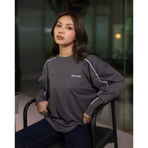 ZYA Top T-shirt Longsleeve Atasan Kaos Basic Oversize Wanita Lengan Panjang Outline Long Tee Basic Kasual