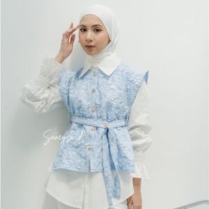 Daisy Shirt – Kemeja Set Vest – Atasan Blouse Wanita – Vest Jacquard  – Rompi Vest Wanita