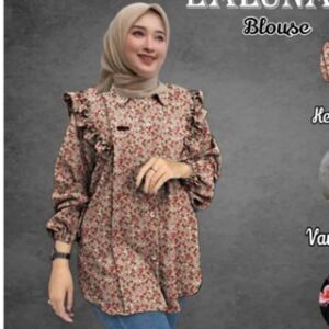 Promo Kemeja New Blouse Atasan Wanita Blus Motif Bunga Lengan Panjang