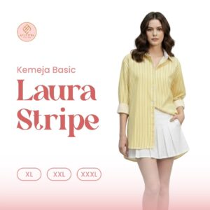 Laura kemeja salur stripe shirt wanita