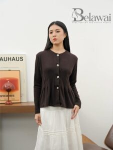 Belawai – Vana Top Blouse Peplum Fit Body / Blouse Wanita Lengan Panjang / Bluse Wanita Korean