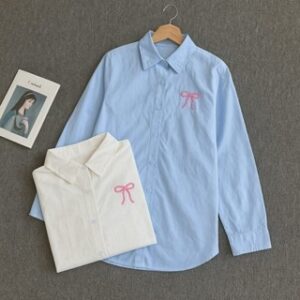 Vallina Outfit – Plain Ribbon Shirt Atasan Wanita Muslim Remaja Lengan Panjang Matt Linen Rami