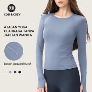 COSI COZY Baju Olahraga Wanita Kaos Olahraga Wanita Slim Fit Lengan Panjang Hijab Sport Kaos