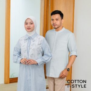 COTTON INSTYLE – Sasha Sarimbit Set Couple Katun | Tunik Wanita & Koko Pria Casual Elegan | Outfit Ramadhan Lebaran 2026 Best Seller