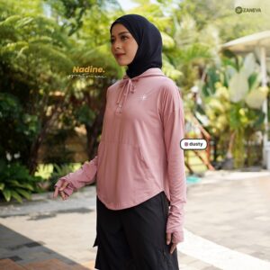 ZANEVA – Nadine Hoodie Sportwear Muslimah Slimfit Jersey Premium | Baju Olahraga Wanita
