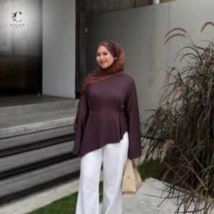 CILILY- Azura Blouse Asimteris Rayon Twill Kancing Pinggang Atasan Wanita Casual
