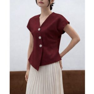 Khadijah Store – May Top Atasan Wanita Korean Style | Blouse Wanita | Kameja Wanita bahan Premium