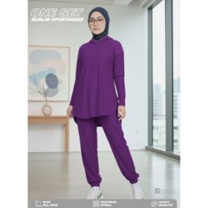 THEREAL.ID – Baju Olahraga Muslimah Bahan Stela Set Sportwear Muslimah Atasan Bawahan