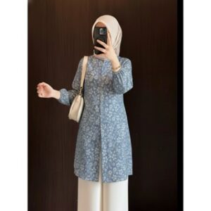 Nusant Tunik Raya Baju Lebaran Wanita 2026 Kekinian Fukuro Embos Jacquard Atasan Wanita Muslimah Elegan Kondangan