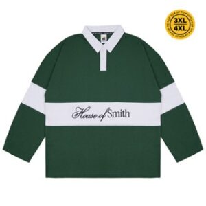 House of Smith Kaos Polo Pria Lengan Panjang – Clark Oversized Polo Shirt Long Sleeve Green – Polo Oversized