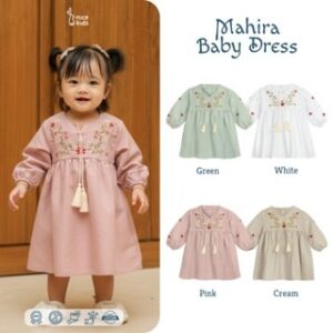 Nice Kids – Mahira Baby Dress Terusan Dress Gamis Baju Lebaran Anak Bayi 0-12 Bulan
