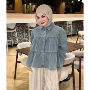 Namala Blouse Atasan Wanita Lengan Panjang Kemeja Jeans Crop Top dengan Desain Stylish dan Nyaman untuk Tampil Harian