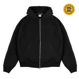 House of Smith Sweater Hoodie Boxy Pria – Prime Heavyweight Double Zipper Boxy Hoodie Black