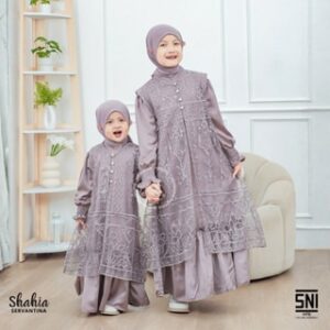 Shahia Servantina – Nada Dress Brukat Tille Gamis Anak Perempuan Couple Mom & Kids