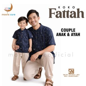 MOONSCARE SNI (Bonus Peci + tasbih kayu ) Koko Fattah  koko anak 1 tahun baju koko bayi baju lebaran anak cowok baju muslim cowok baju Set Koko Pakaian Muslim anak Laki-Laki Baju Lebaran Baju Koko Anak baju koko anak 1 tahun 2 tahun 3 tahun dan 4 tahun