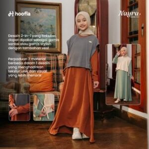 Hoofla Gamis Muslim 2 in 1 Baju Anak Perempuan Dress Usia 3-12 Tahun RAYA COLLECTION NAYRA