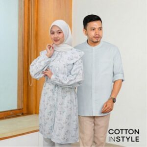 COTTON INSTYLE – Stephanie Sarimbit Lebaran Set Tunik Wanita Koko Pria Katun | Tunik Casual Adem Elegan | Outfit Lebaran 2026 Best Seller