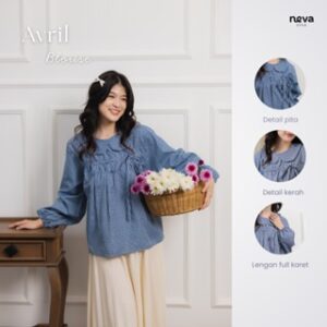 Neva Style – Avril Blouse Ruffle Motif Kotak – Kotak / Blouse Wanita Lengan Panjang / Atasan Cewek Casual Modis Fashionable Outfit Simple dan Kekinian
