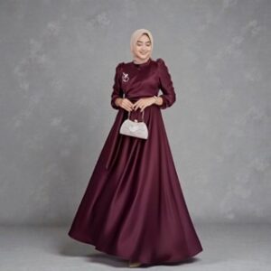 DEMEN OUTFIT – Khanza Dress Bahan Satin Velvet Size M L XL XXL / Baju Kondangan Pesta Mewah Wanita / Baju Gamis Wanita Lebaran 2026 / Dress Bridesmaid