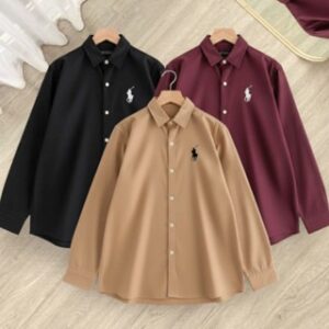 Kemeja Formal Wanita Bordir Polo Katun Premium Lengan Panjang