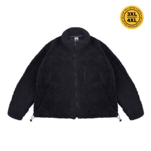 House of Smith Jaket Boxy Pria – Dover Boxy Fleece Black – Sherpa Jacket