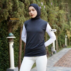 Zaneva – Najma Inner Manset Wanita Turtle Neck Tanpa Lengan | Daleman Sportwear Muslimah Adem