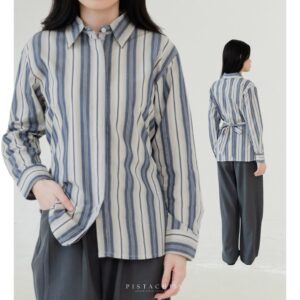 PISTACHIOS – Mabble Stripe Fitted Shirt | Kemeja Wanita | Atasan Wanita