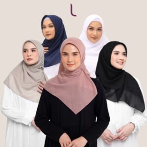 Elzatta Hijab Jilbab Segiempat Scarf Polycotton Polos Obelia Samida