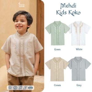 Nice Kids – Mehdi Kids Koko Shirt Atasan Kemeja Koko Baju Lebaran Anak Laki-laki 1-8 Tahun